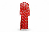 LK Bennett Red Wrap Maxi Dress Size 8