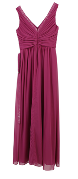 Dessy Collection Maxi Dress Ruched V-Neck Pink Size 14