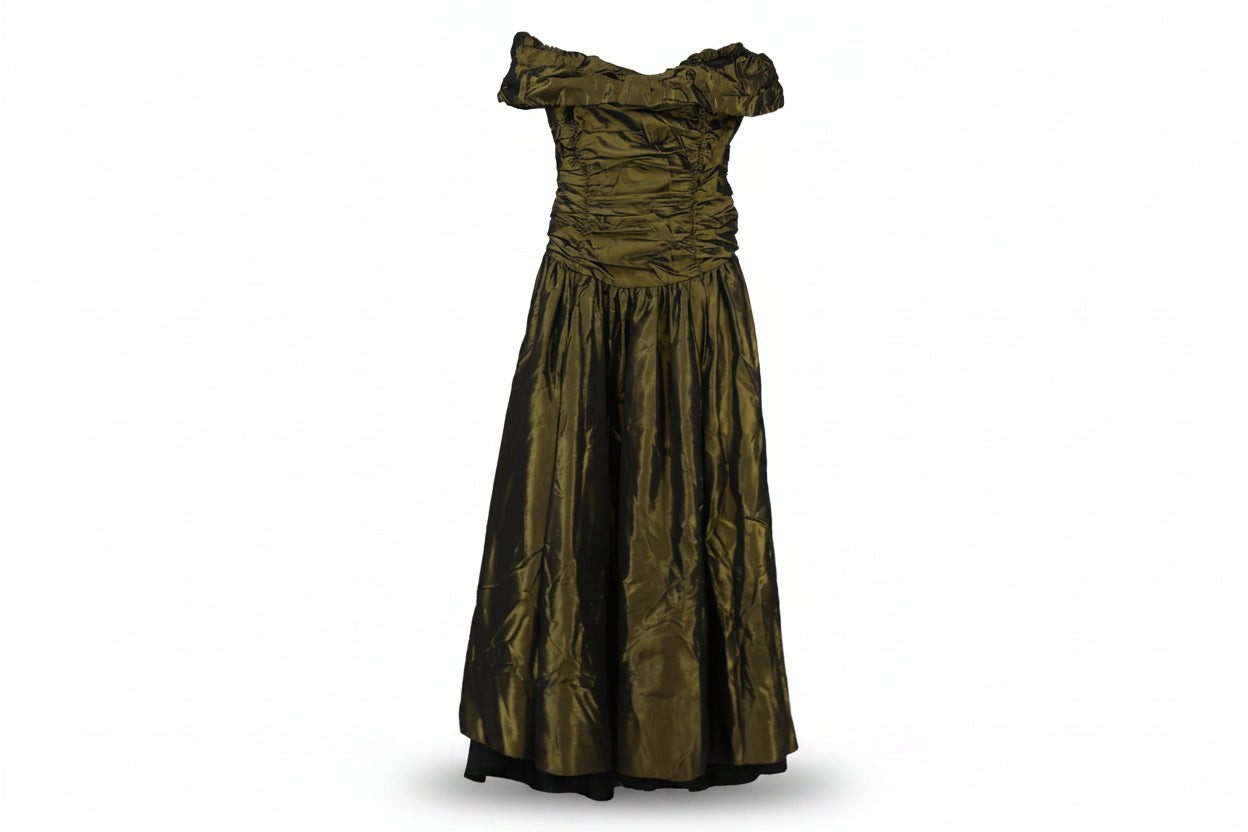 Laura Ashley Maxi Dress Ruched Green Size 12