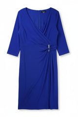 Vera Mont Midi Dress Wrap Blue Size 18