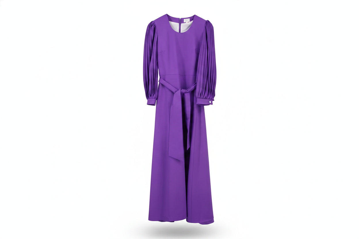 Maxi Dress Belted Gown Purple Size 46
