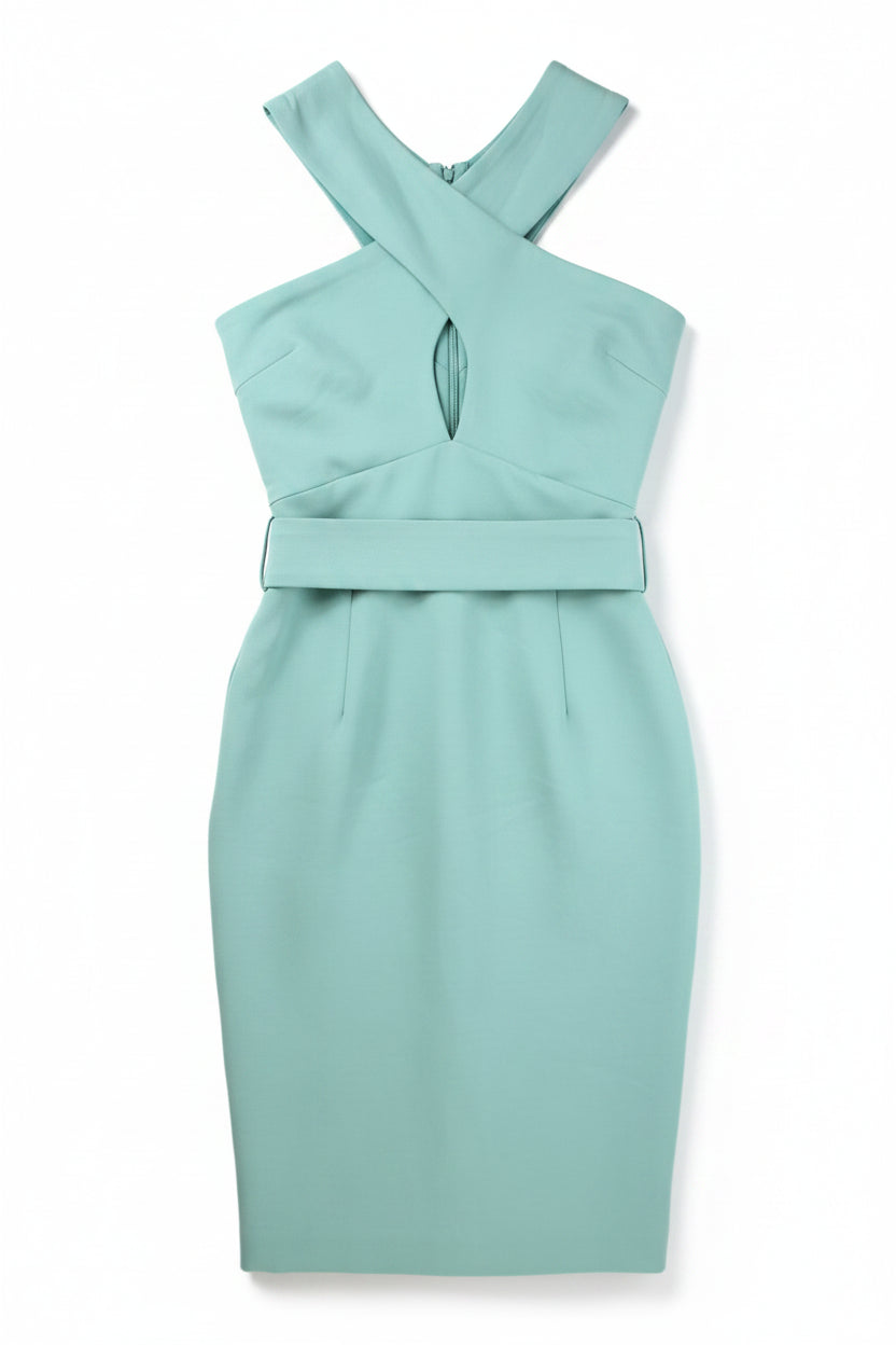 Lavish Alice Midi Dress Cross-Strap Sheath Green Size 10