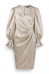 Lavish Alice Mini Dress Wrap Beige Size 10