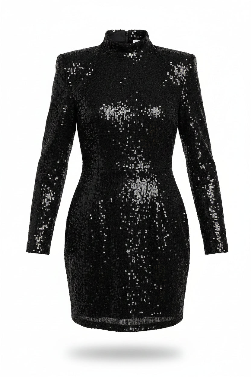 Liastublla Mini Dress Sequin Sheath Black Size XS