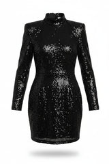 Liastublla Mini Dress Sequin Sheath Black Size XS