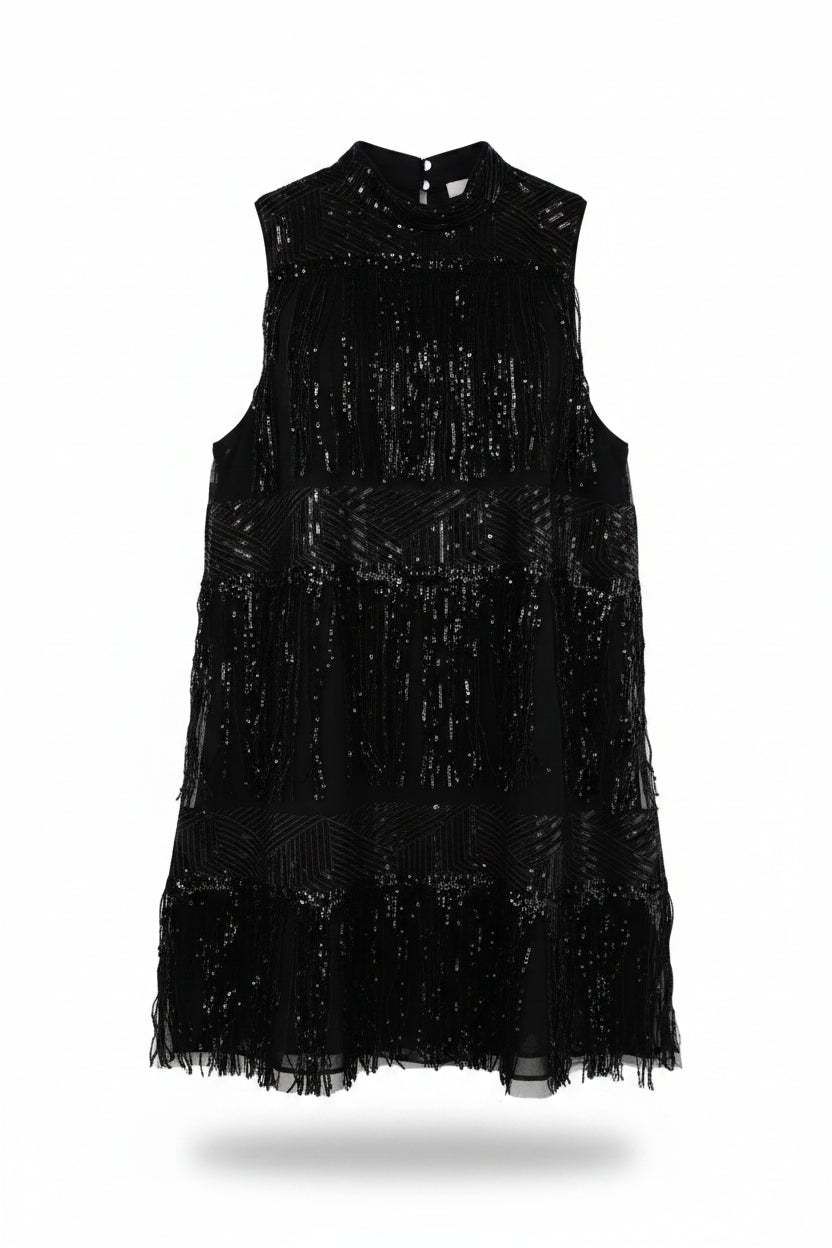 Superdry Dress eaded Fringe Black Size 10