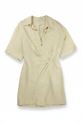 Sandro Blouse Twist-Front Dress Beige Small