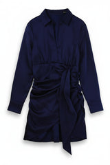Lavish Alice Mini Dress Ruched Wrap Navy