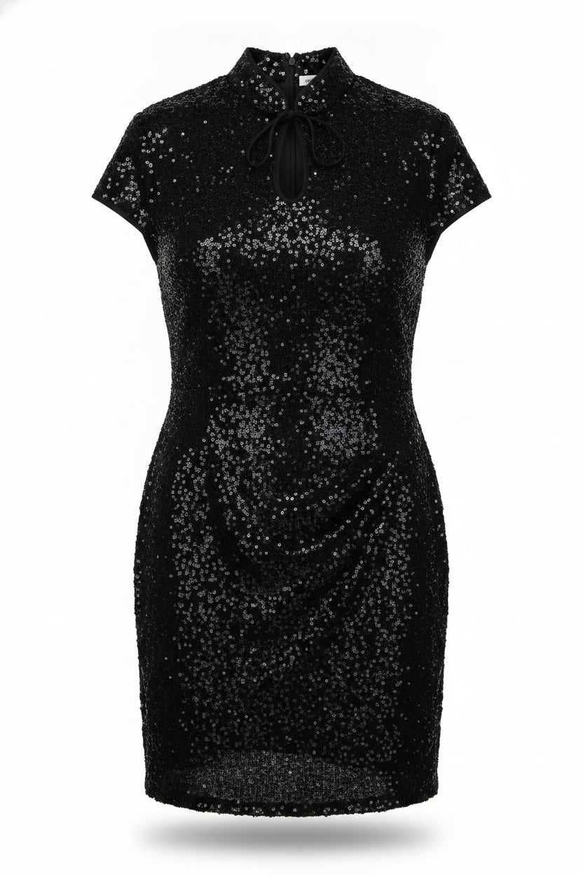 Superdry Mini Dress Sequin Shift Black Size 10