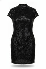 Superdry Mini Dress Sequin Shift Black Size 10