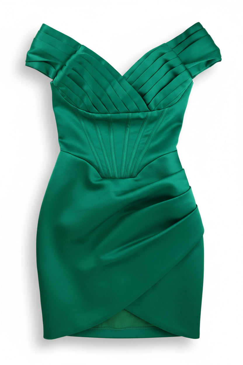 Lavish Alice Mini Dress Off-Shoulder Green