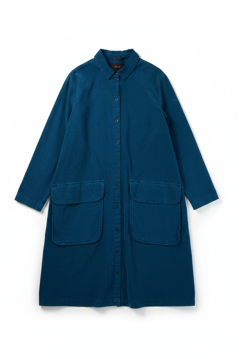 OSKA Midi Dress A-Line Shirt Dress Blue Size 14