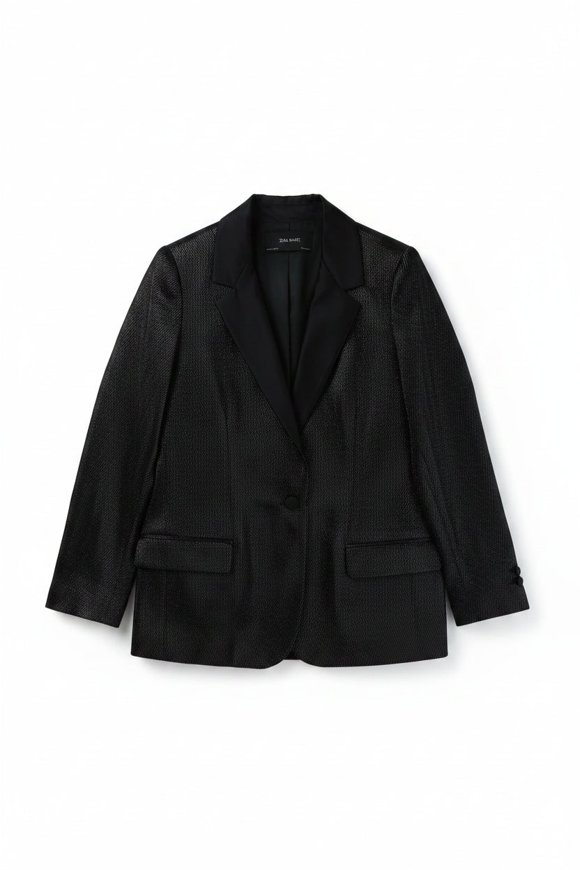 Zara Basic Coat Tuxedo Black Size S