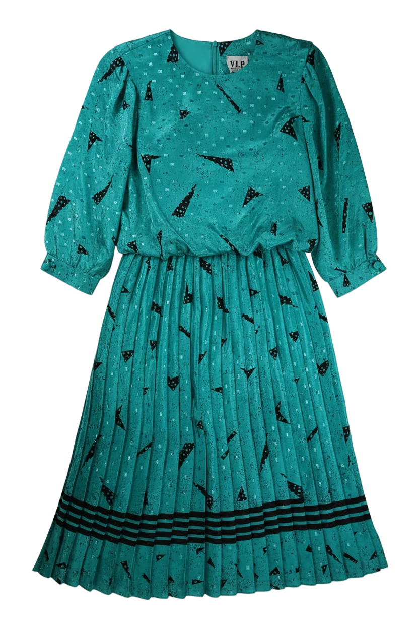 V.L.P. Petites Midi Dress Pleated Green Size 8