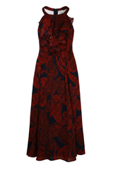 Tommy Hilfiger Maxi Dress Ruffled Navy/Red Size M