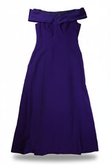 Von Bramlett Midi Dress A-Line Bardot Purple Size 10