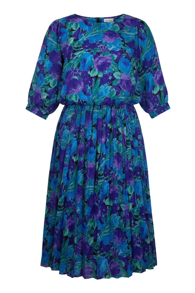R.E.O. Midi Dress Blouson Blue Size 8