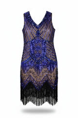 U&S Mini Dress Fringe Beaded Blue