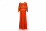 Leslie Fay Maxi Dress Blouson Orange Size M