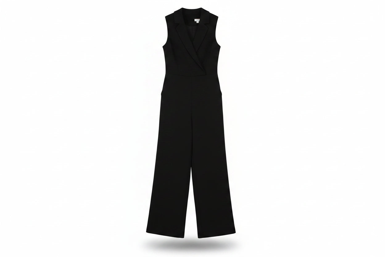 Calvin Klein Wide-Leg Tailored Jumpsuit Black Size 10