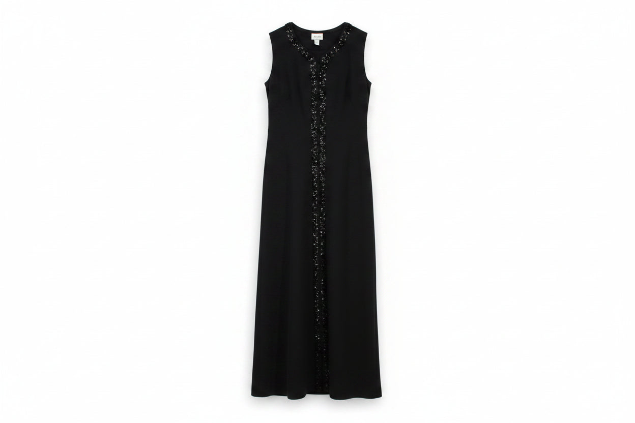 Leboff Maxi Dress Beaded Trim Black Size M