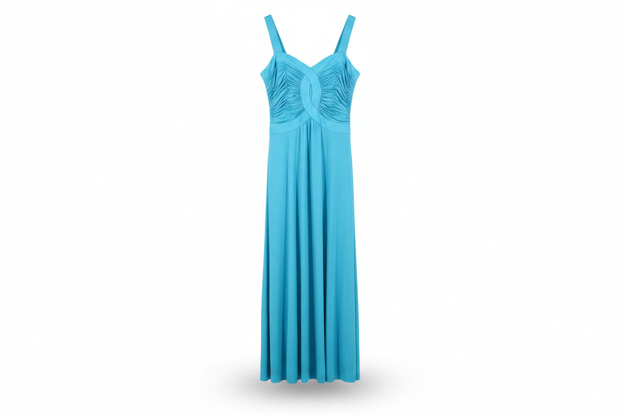 Lise Stara Maxi Dress Ruched Empire Bodice Blue Size M