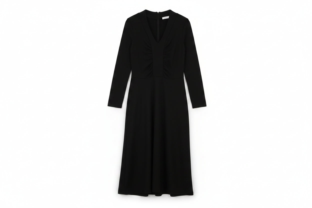 LK Bennett Black Ruched Maxi Dress Size 10
