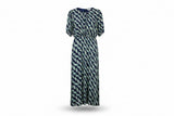LK Bennett Navy Printed Blouson Maxi Dress