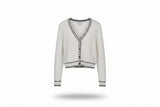 LK Bennett White Contrast Trim V-neck Cardigan
