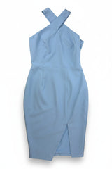 Lavish Alice Mini Dress Cross-Halter Sheath Blue Size 14