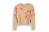 LK Bennett Beige Embroidered Crewneck Sweater