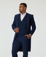 Blue Slim Fit 3-Piece Tailcoat Suit with Waistcoat