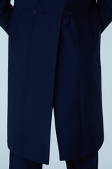 Blue Slim Fit 3-Piece Tailcoat Suit with Waistcoat