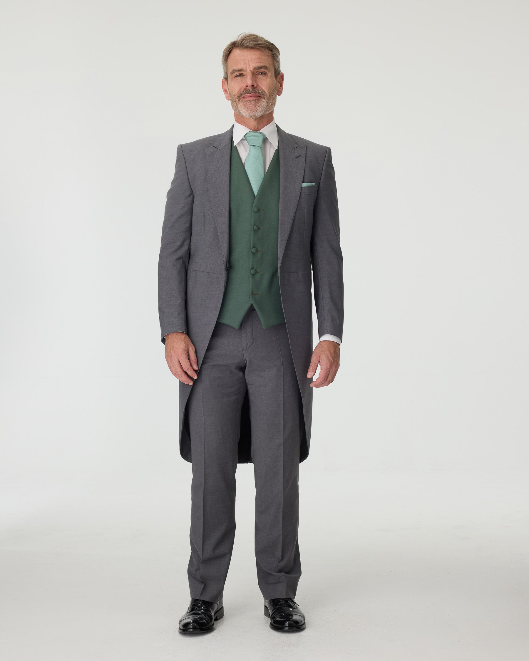 Grey Slim Fit 3-Piece Tailcoat Suit with Waistcoat