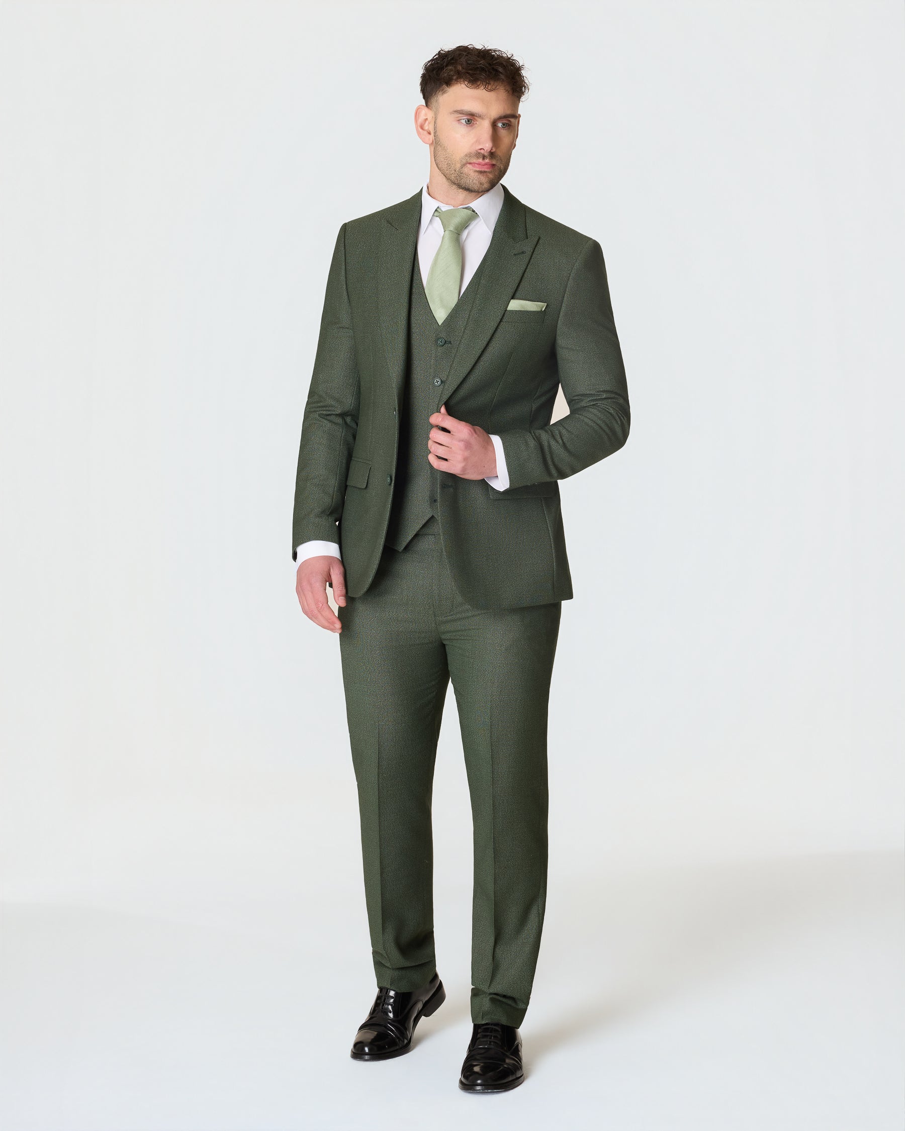 Green Slim Fit 3-Piece Suit with Waistcoat