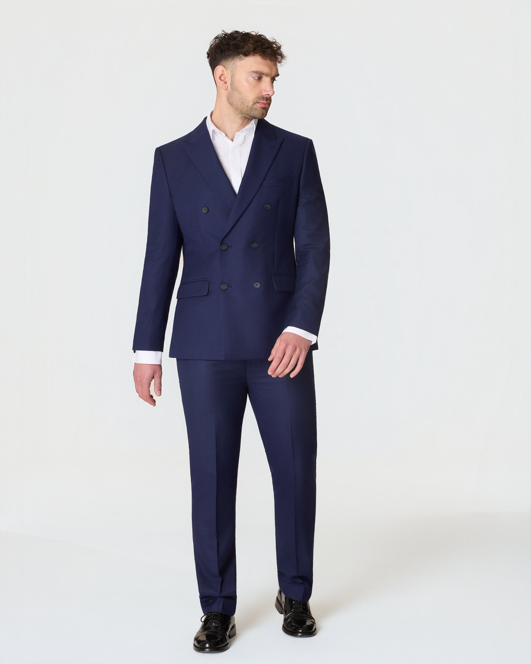 Navy Double Breasted Slim Fit 2-Piece Suit