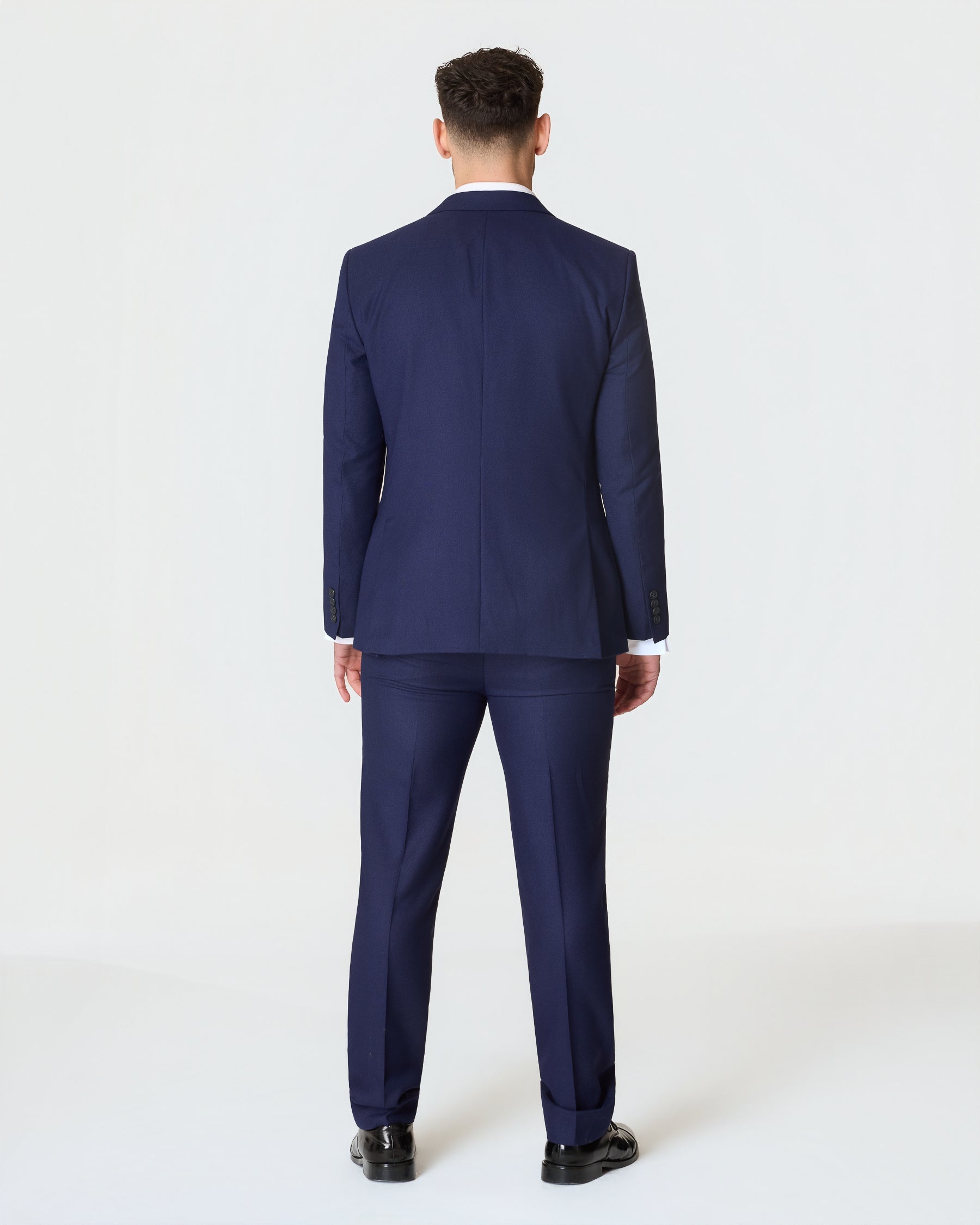 Navy Double Breasted Slim Fit 3-Piece Suit with Waistcoat