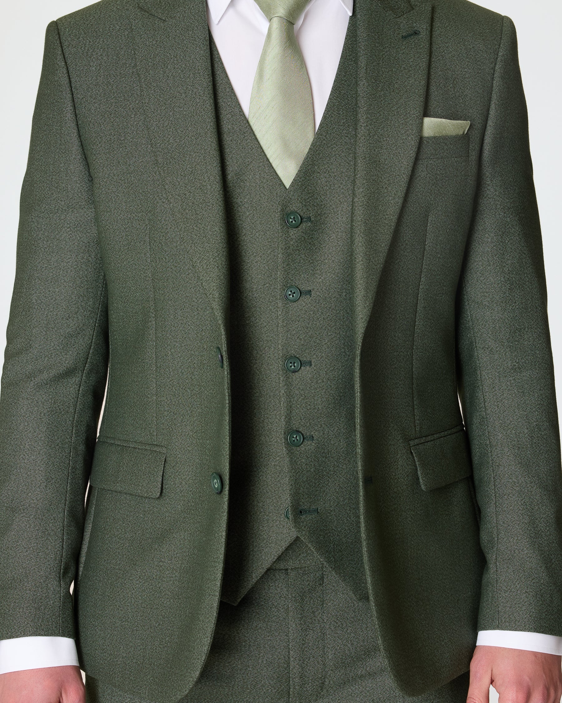 Green Slim Fit 3-Piece Suit with Waistcoat