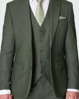 Green Slim Fit 3-Piece Suit with Waistcoat