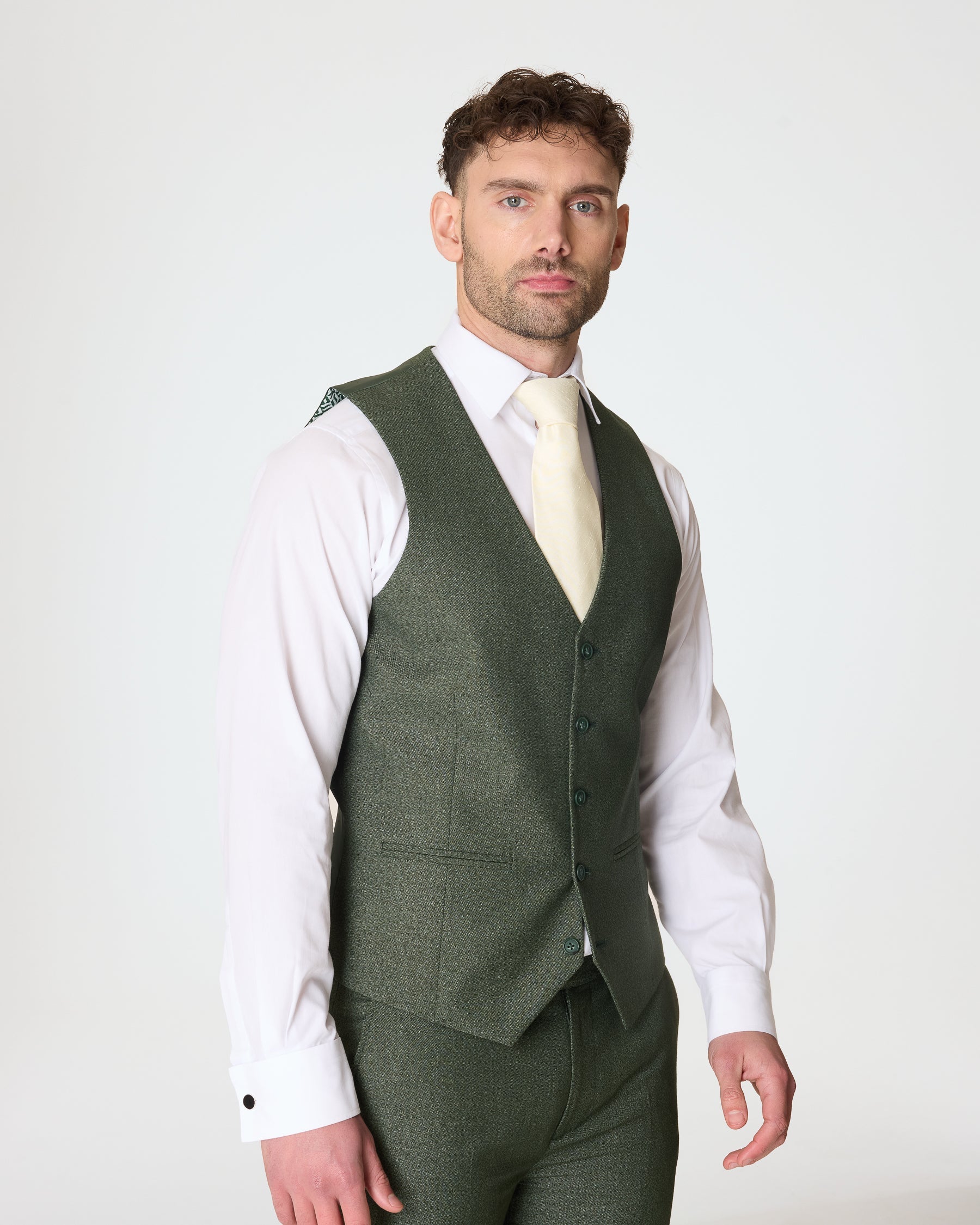Green Slim Fit 3-Piece Suit with Waistcoat