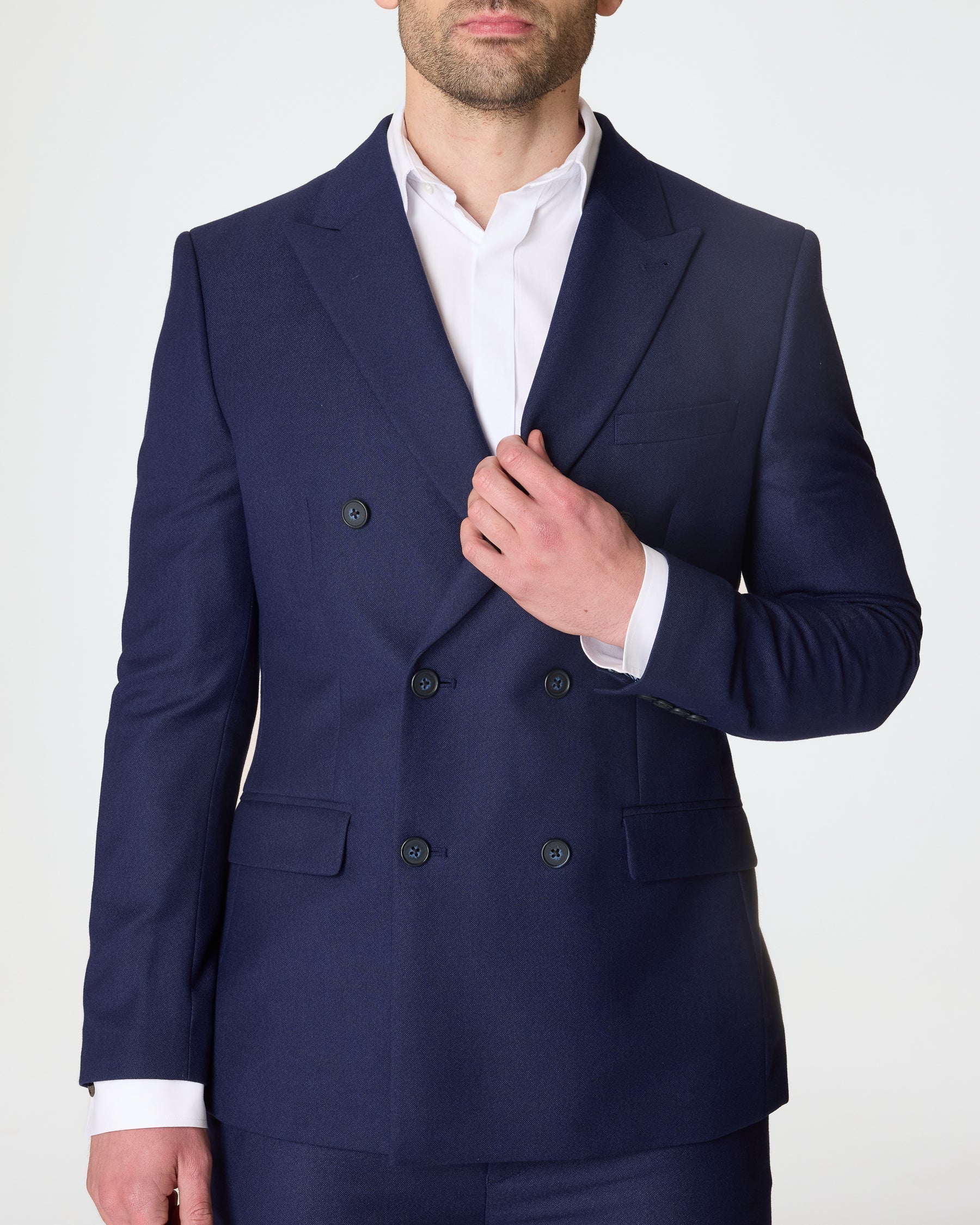 Navy Double Breasted Slim Fit 2-Piece Suit