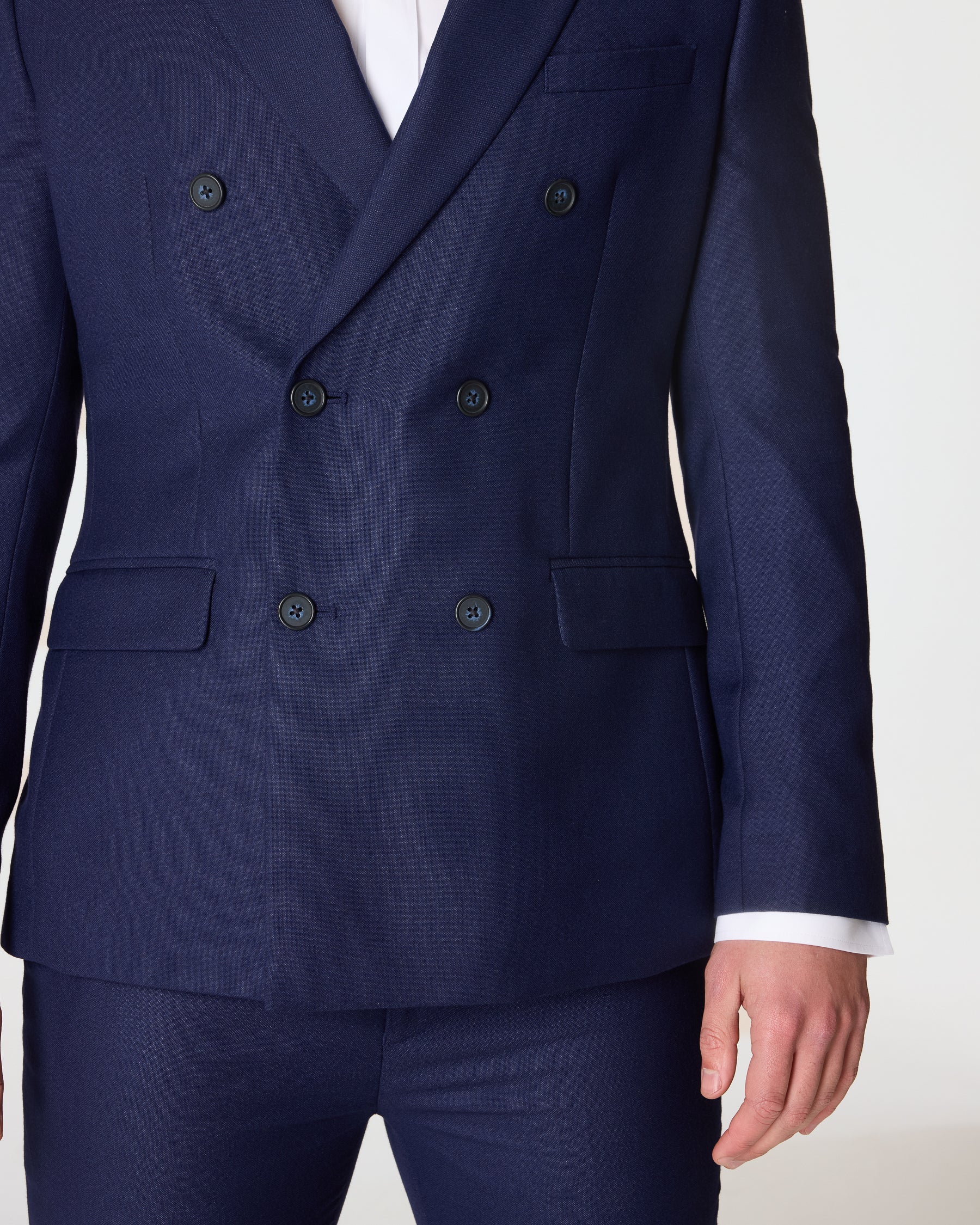 Navy Double Breasted Slim Fit 3-Piece Suit with Waistcoat