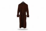 LK Bennett Brown Double-Breasted Belted Maxi Trench Coat