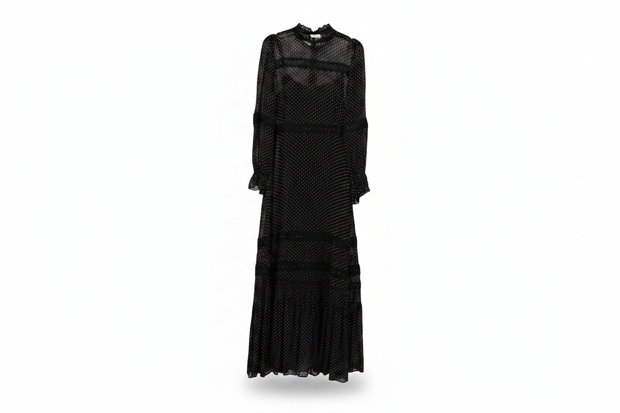 LK Bennett Black Sheer Tiered Maxi Dress