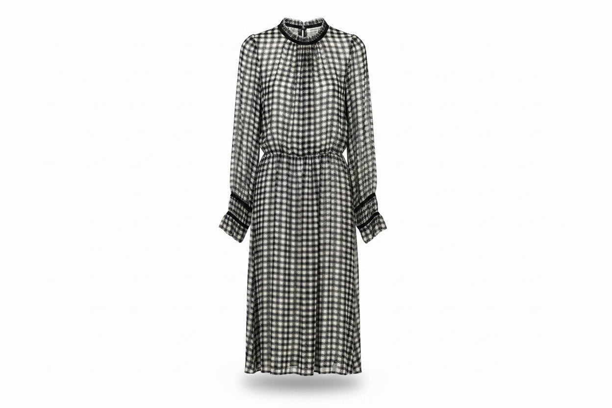 LK Bennett Black Gingham Midi Dress
