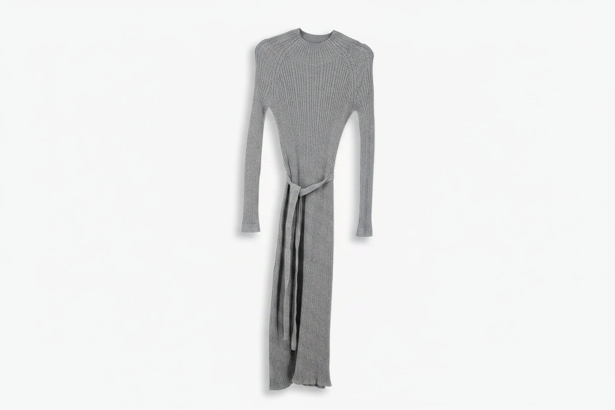 LK Bennett Grey Ribbed Maxi Dress Size XS