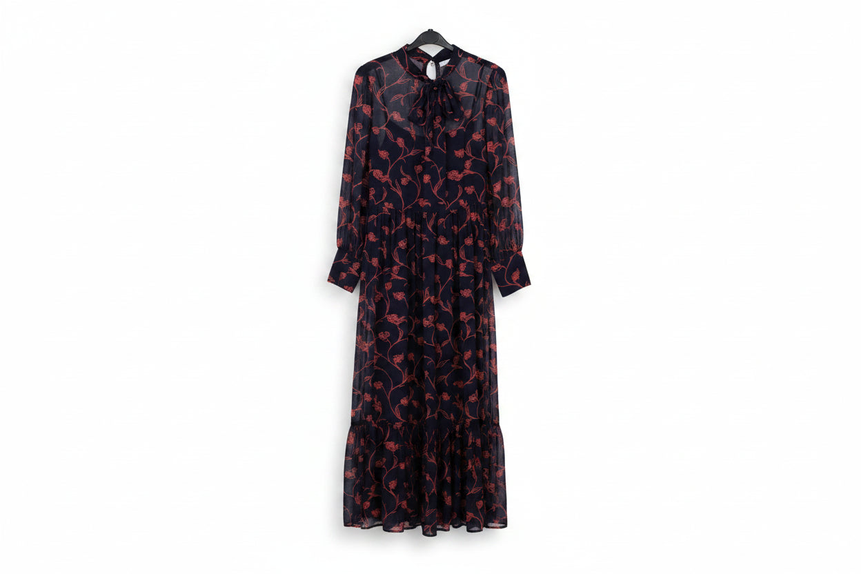 LK Bennett Navy Floral Tiered Maxi Dress
