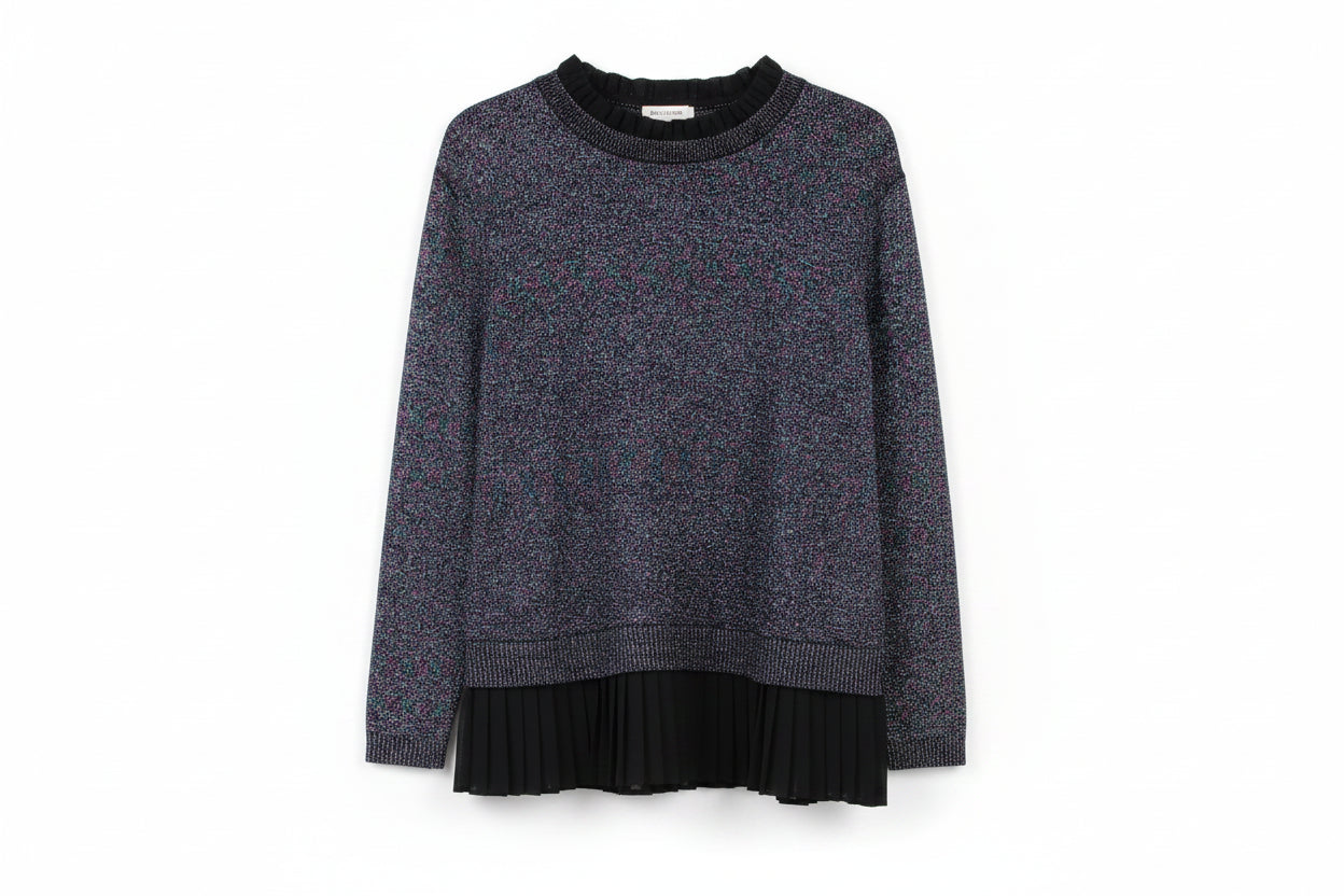 LK Bennett Black Pleated Hem Tunic Sweater
