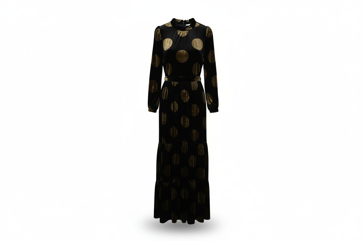 LK Bennett Black Polka Dot Maxi Dress