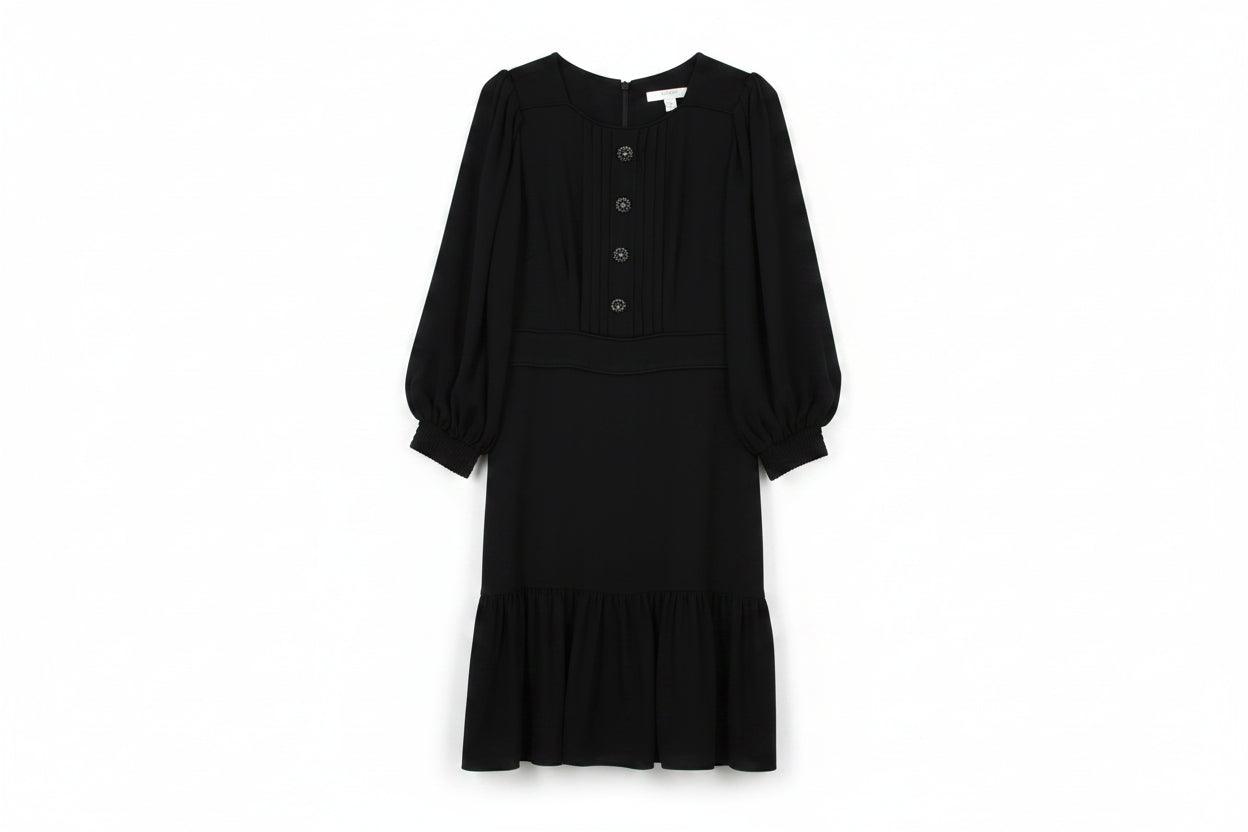 LK Bennett Black Ruffled Maxi Dress